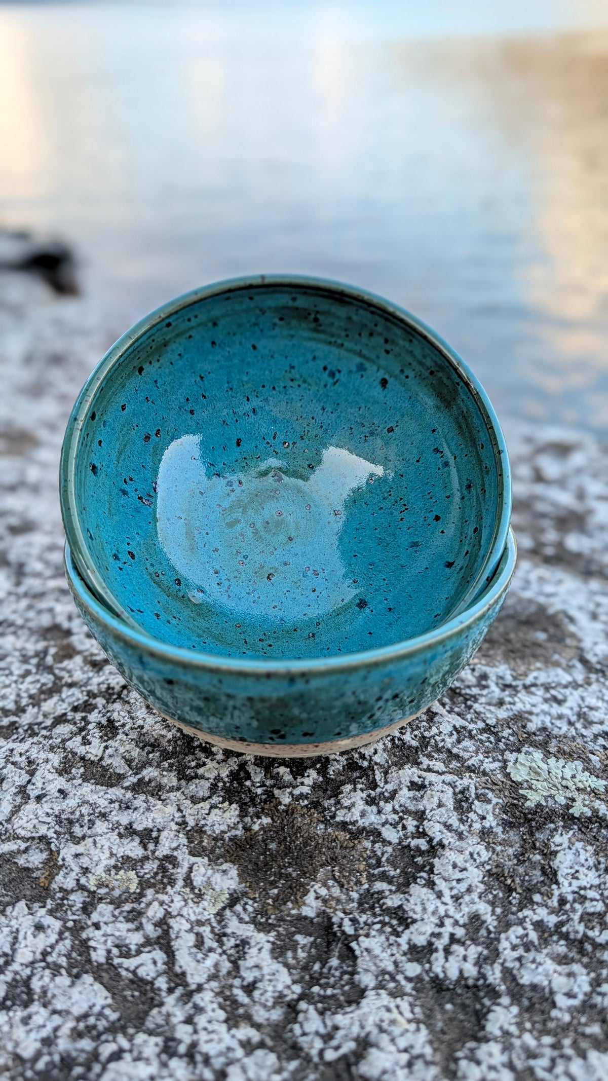 Coppia di ciotole per colazione in gres smaltato verde mare