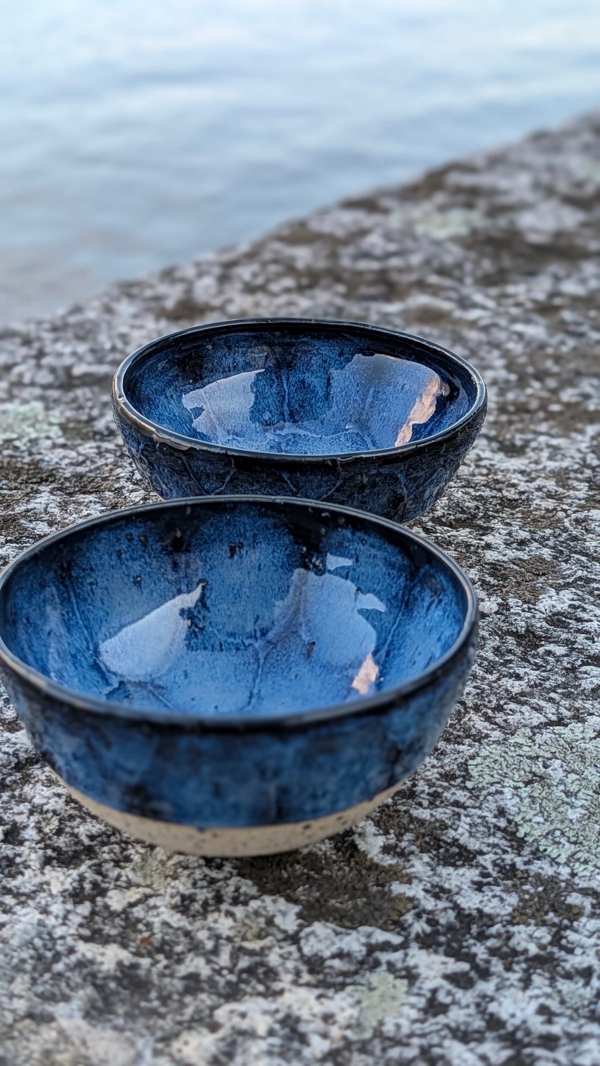 Coppia di ciotole colazione in gres smaltato blu scuro