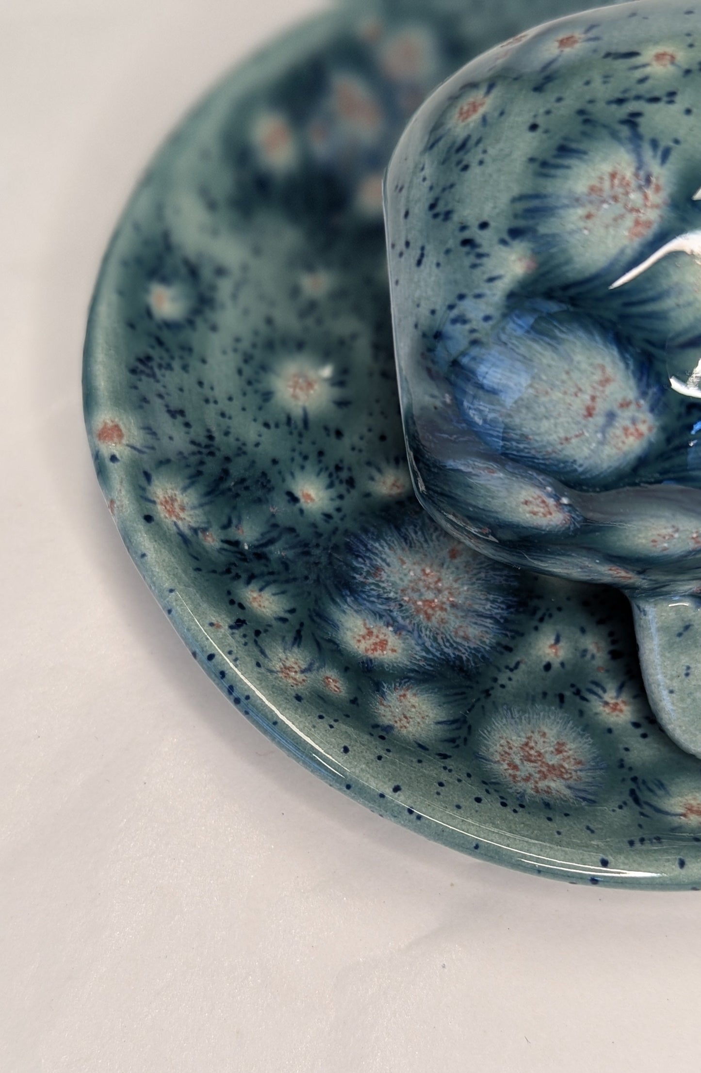 Coppia Tazzine Caffè Artigianali - Ceramica Blu Mare con Gemme Contrastanti