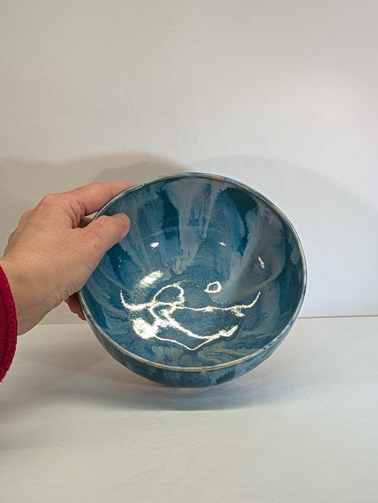 Ciotola Grande Gres Artigianale 16cm - Blu Mare Sfumato Tornio