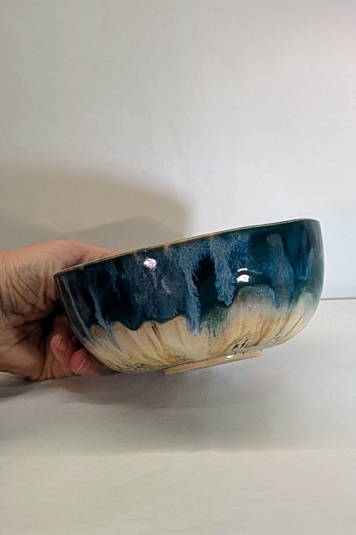 Ciotola Grande Gres Artigianale 16cm - Blu Mare Sfumato Tornio