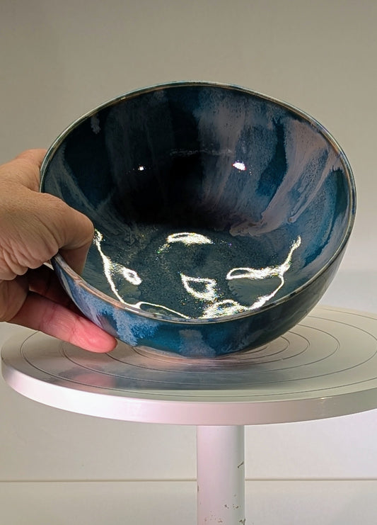 Ciotola Grande Gres Artigianale 16cm - Blu Mare Sfumato Tornio
