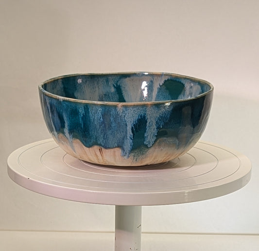 Ciotola Grande Gres Artigianale 16cm - Blu Mare Sfumato Tornio