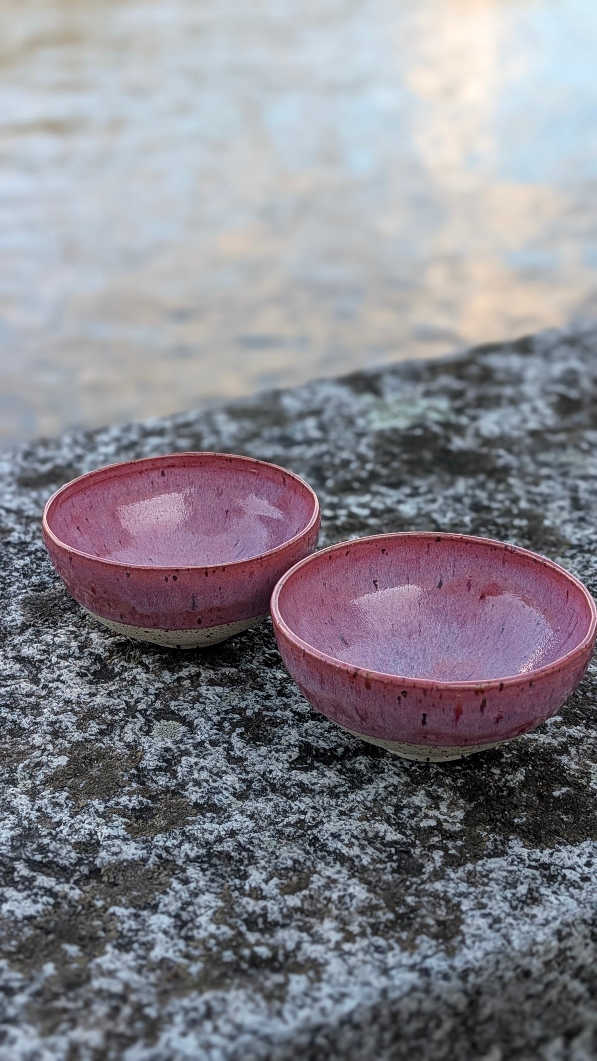 Coppia di ciotole per colazione in gres smaltato colore rosa